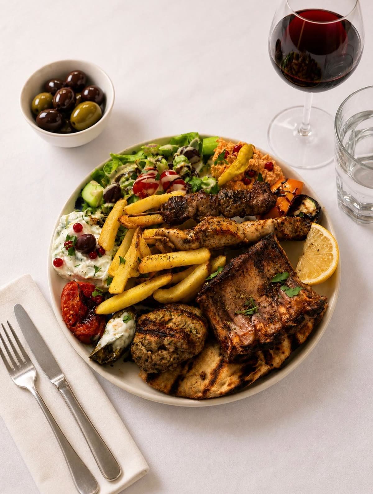 Grillade mixte grecque du restaurant MEDUSA, spécialité de la carte à Zaventem